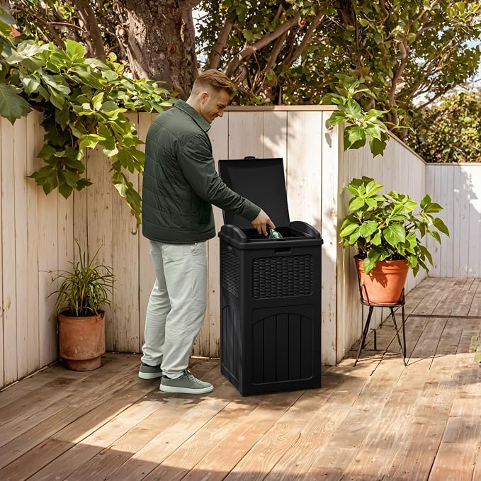 YESHOMY 33 Gallon Resin Outdoor Trash Can - Image 7