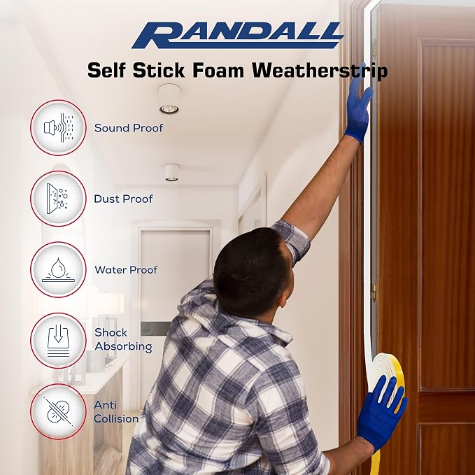 Weather Stripping Foam Tape, 17 Ft Door Seal Strip, EVA Material, High Density - Image 2
