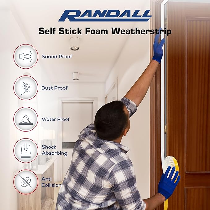 Weather Stripping Foam Tape, 17 Ft Door Seal Strip, EVA Material, High Density - Image 2