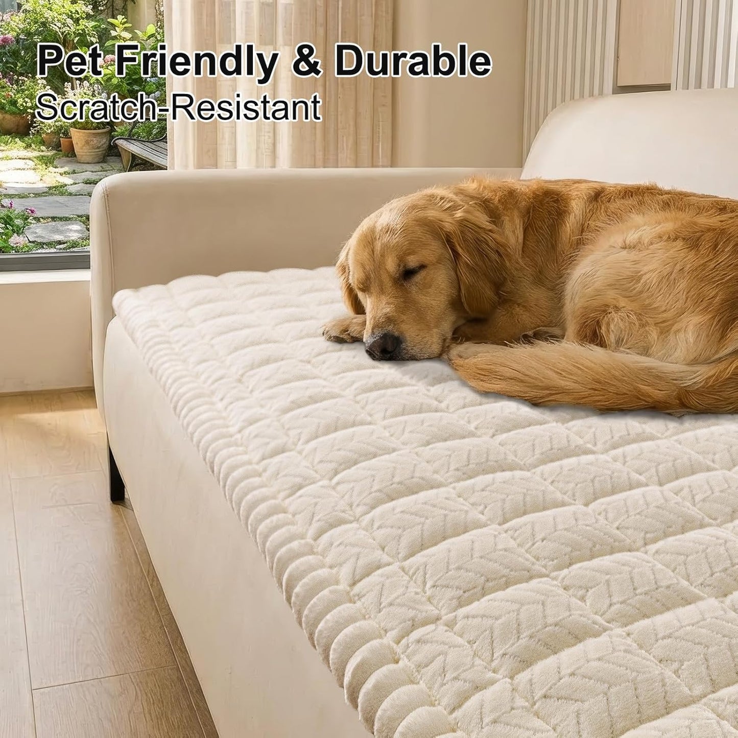 Smiry Couch Cover for Dogs, Non Slip Fuzzy Pet Sofa Covers Washable for 2-3 Cushion Couch, Soft Thick Furniture Protector for Cats Dogs, Against Fur, Dirt, Scratch Resistant (Beige, 27.6"x59")