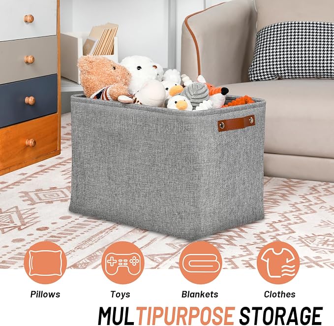 DULLEMELO Large Storage Baskets, 3 Pack Foldable Storage Baskets Bins - Image 2