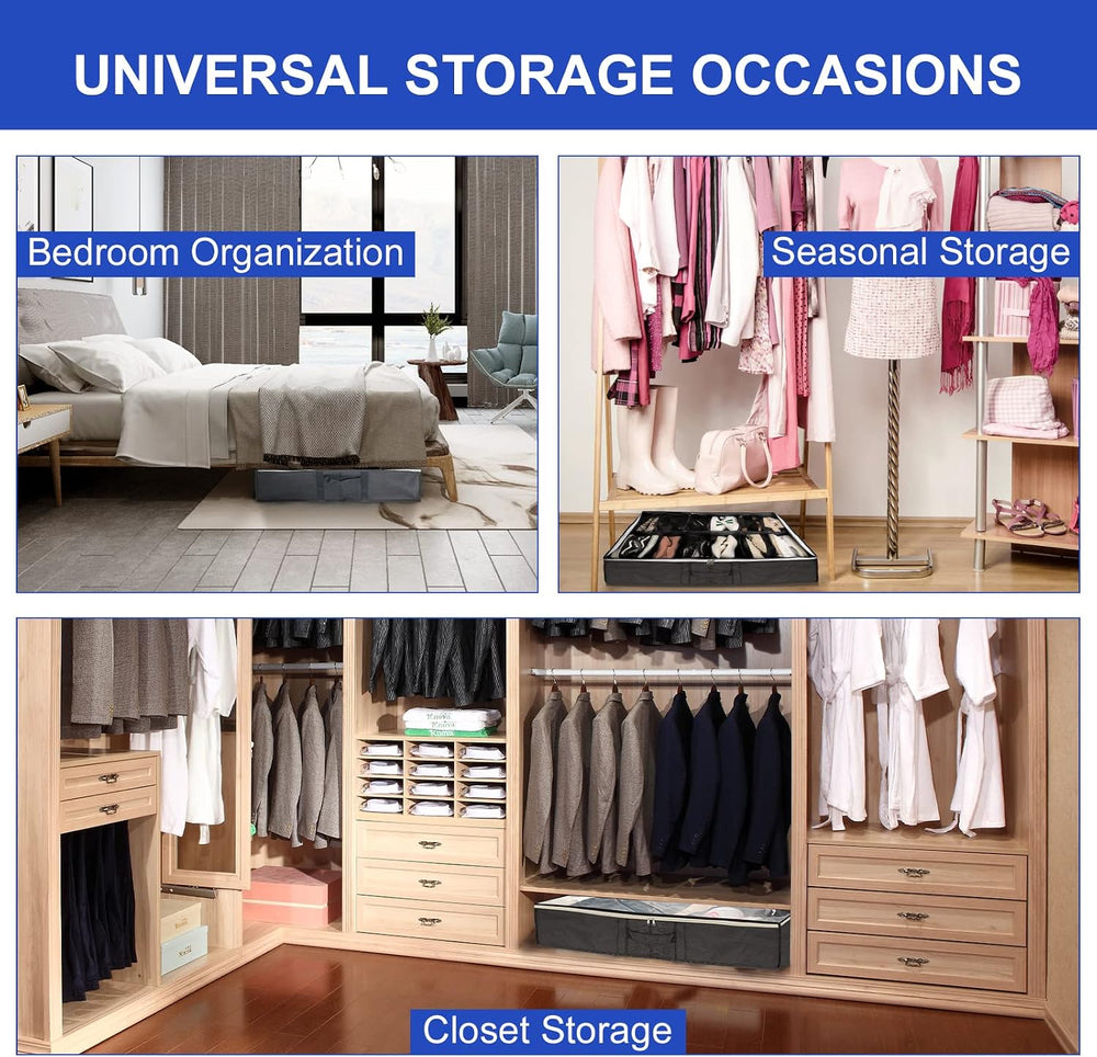 Surblue Under Bed Shoe Organizer Storage Bag with Transparent Skylight and Zi...