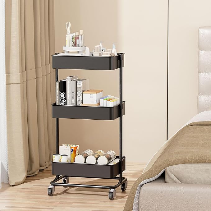 3 Tier Modern Metal Rolling Tool Cart - Image 4
