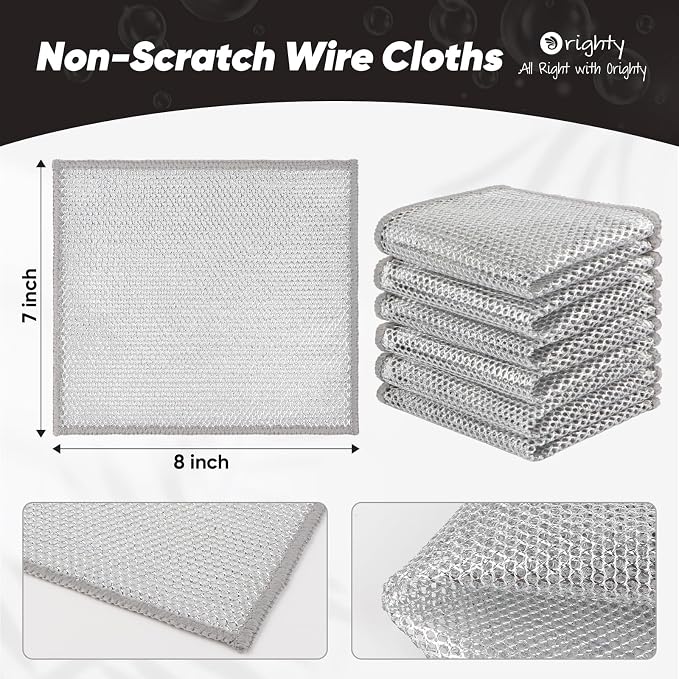 Orighty 12 Pcs Multipurpose Wire Dishwashing Rag, Non-Scratch Wire Dish - Image 2