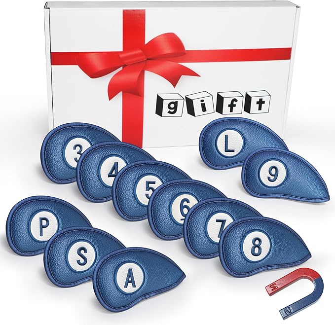 FINGER TEN Golf Club Covers for Irons Magnetic Value 11 Pack, Synthetic Leather by FINGERTENSport