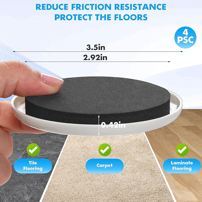 Furniture Lifter Tool + 8-Pack of 3.5" Sliders, Save 80% Effort, Safely and - Image 6