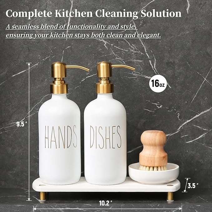 MOMEEMO Gold Soap Dispenser Set Comes - Image 2