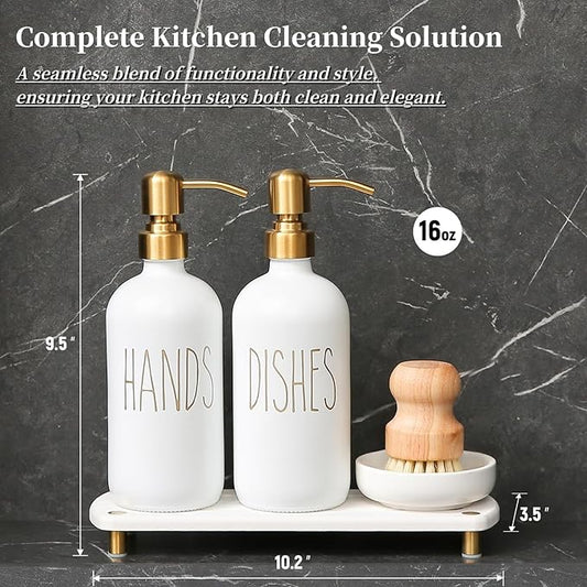 MOMEEMO Gold Soap Dispenser Set Comes - Image 2