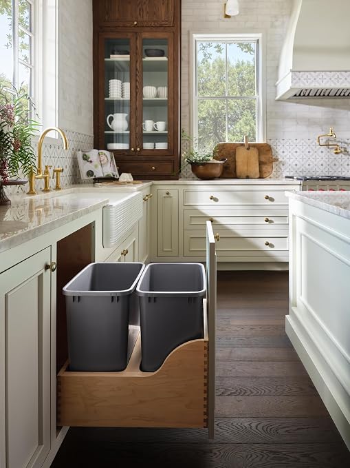 Rev-A-Shelf Pullout Trash Cans for Kitchen Cabinet, Dual 50 Qt Bins - Image 8