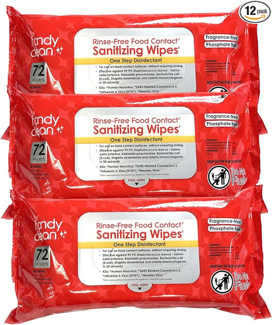 HandyClean Rinse-Free Food Contact Sanitizing Wipes Pouch by DiamondWipes