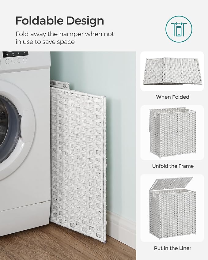 SONGMICS Laundry Hamper with Lid, 110L Clothes Hamper with 2 Removable Liner - Image 8