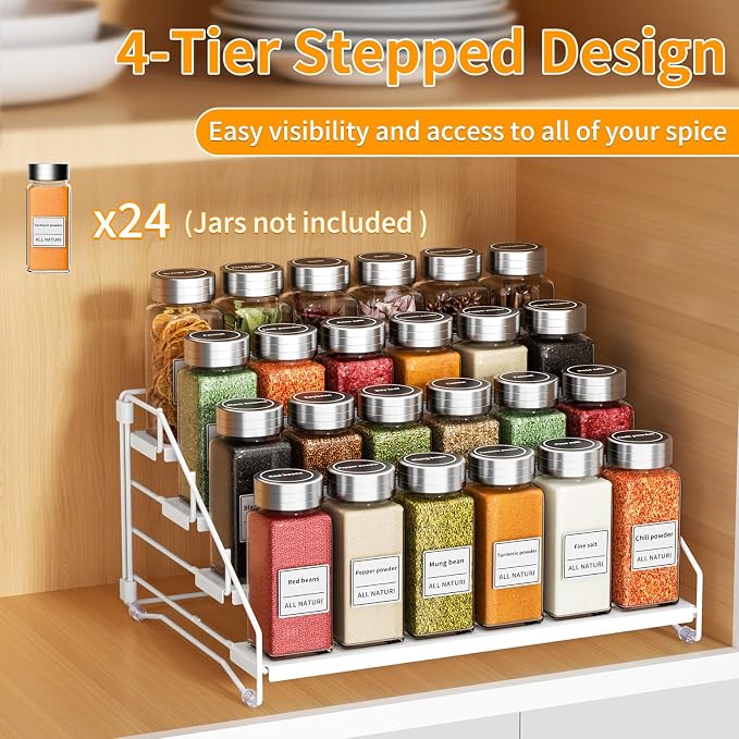 RCHYFEED Spice Rack Organizer for Cabinet, 4 Tier Spice Organization for - Image 4