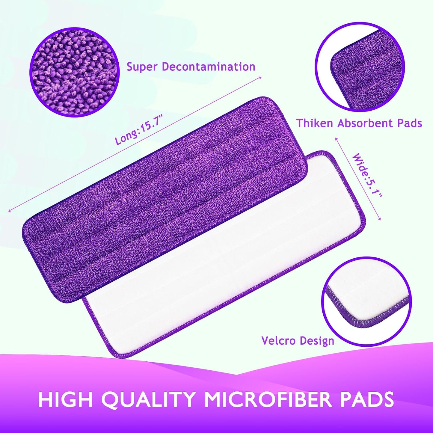 Reusable Power Mop Refills Pads Compatible with Swiffer PowerMop Mop - Microfiber Power Mop Pads Refill for 13 ''-15 '' Spray Mop- Washable Pads for Multi-Surface Floor Cleaning, 4 Pack