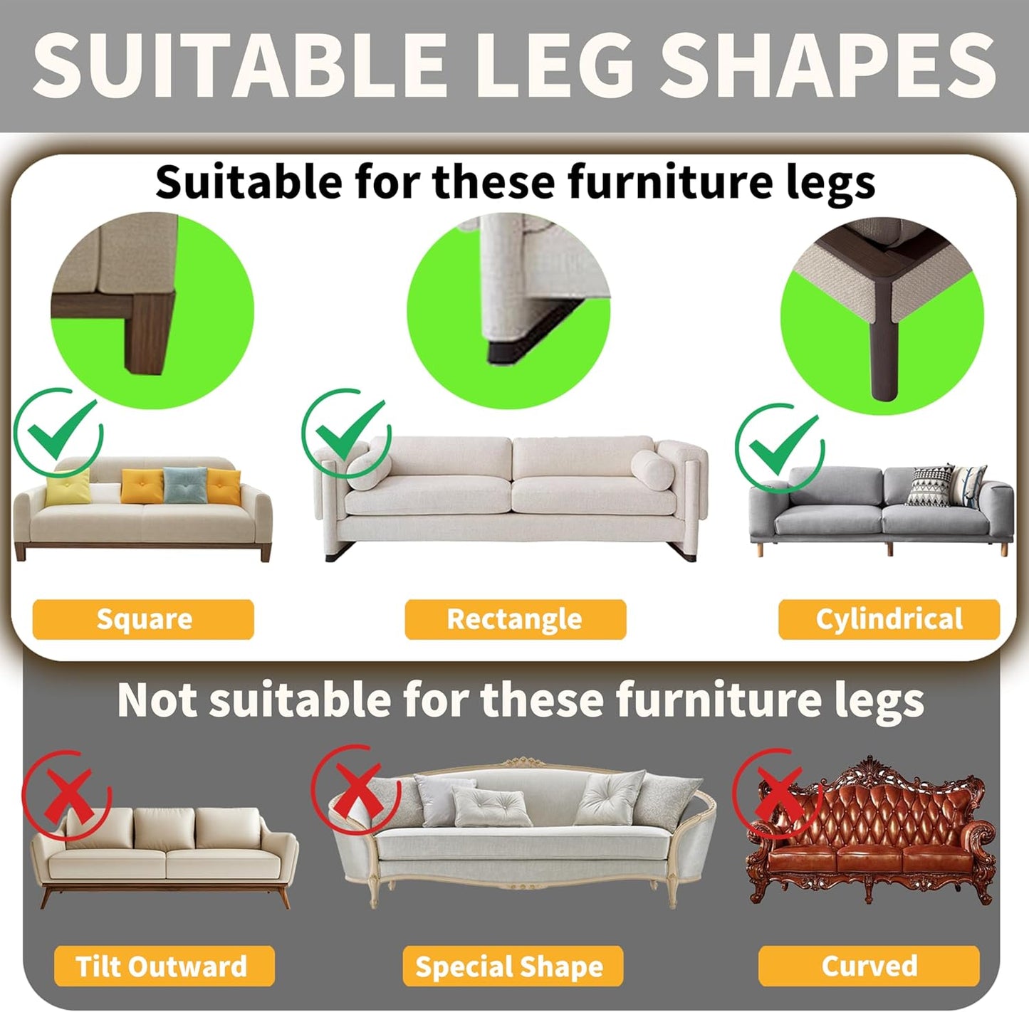 Under Couch Blocker, 3''×132'' Adjustable Elastic Couch blockers for Pets and Kids Toys, Suitable for Multiple Types of Furniture Legs