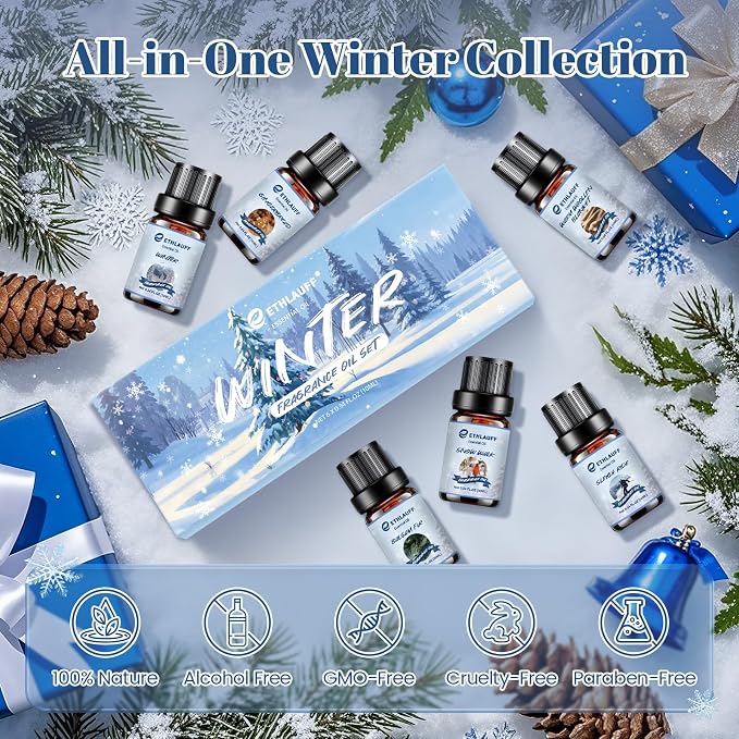 Essential Oils Set, Warm Woollen Blanket, Balsam Fir, Snow Walk, Sleigh Ride - Image 6