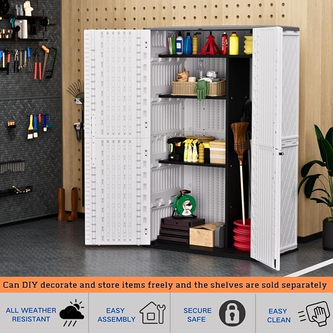 ZZM Resin Outdoor Storage Shed, 67 Cu.ft Vertical Resin Tool 4x6 FT Cabinet w/o - Image 6