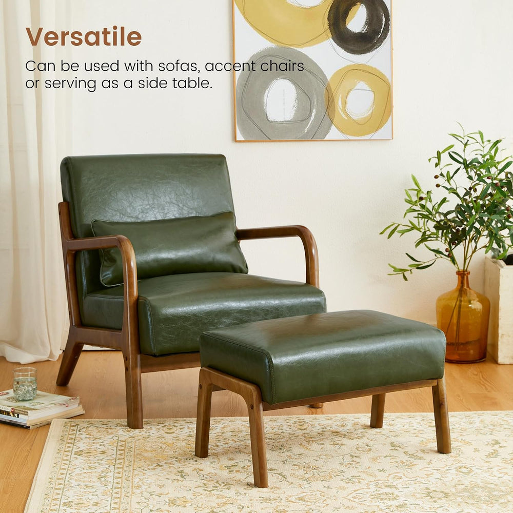 Glitzhome Foot Stool Ottoman, Modern Leatherette Sofa Stool Vanity Chair with...