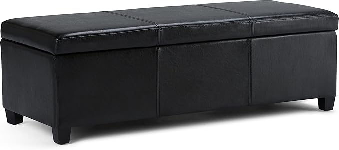 SIMPLIHOME Avalon 48 inch Wide Contemporary Rectangle Storage Ottoman Bench in by SimpliHome