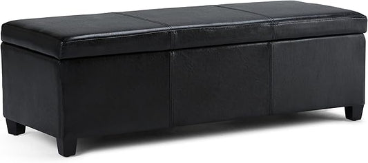 SIMPLIHOME Avalon 48 inch Wide Contemporary Rectangle Storage Ottoman Bench in by SimpliHome