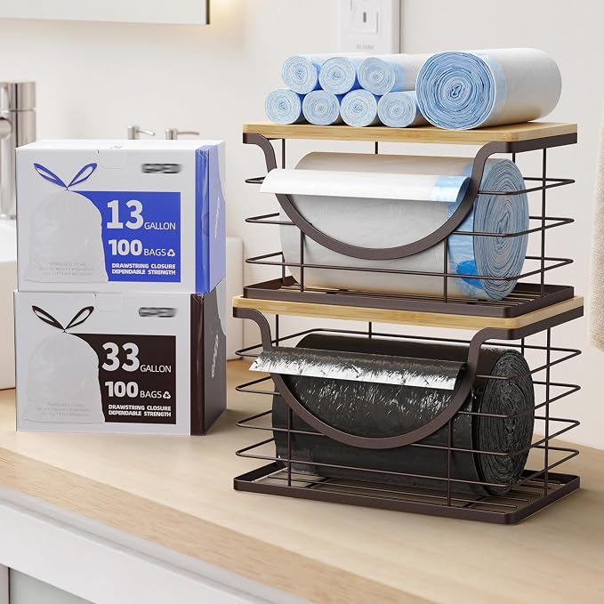 Extra Large Trash Bag Holder Under Sink Stackable Kitchen Storage 2 Pack - Image 5
