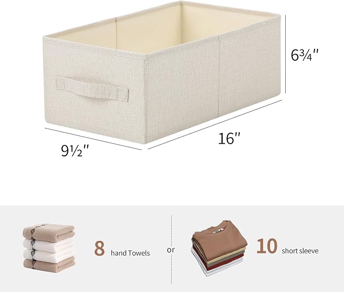 Linen Folding Storage Bins, 3 Pack Large Storage Baskets, Clothing Storage Bins - Image 2
