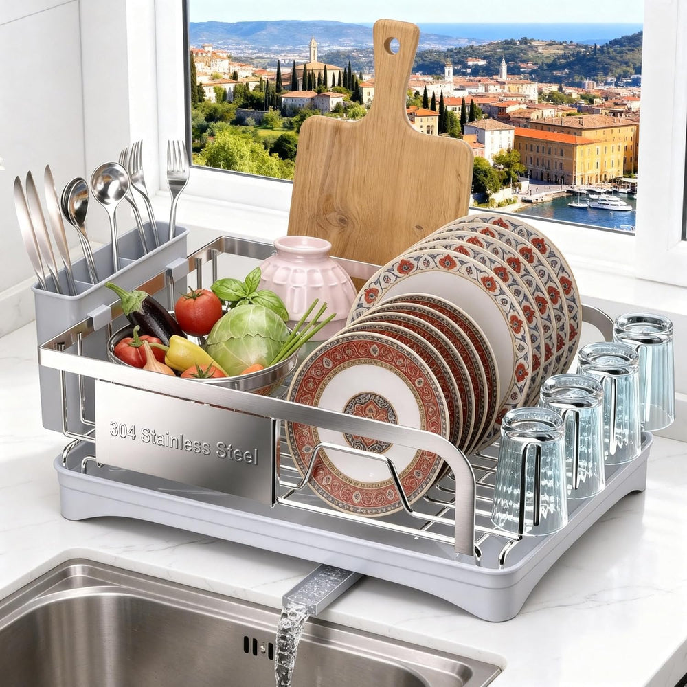 Godboat Dish Drying Rack -304 Stainless Steel Dish Rack for Kitchen Counter
