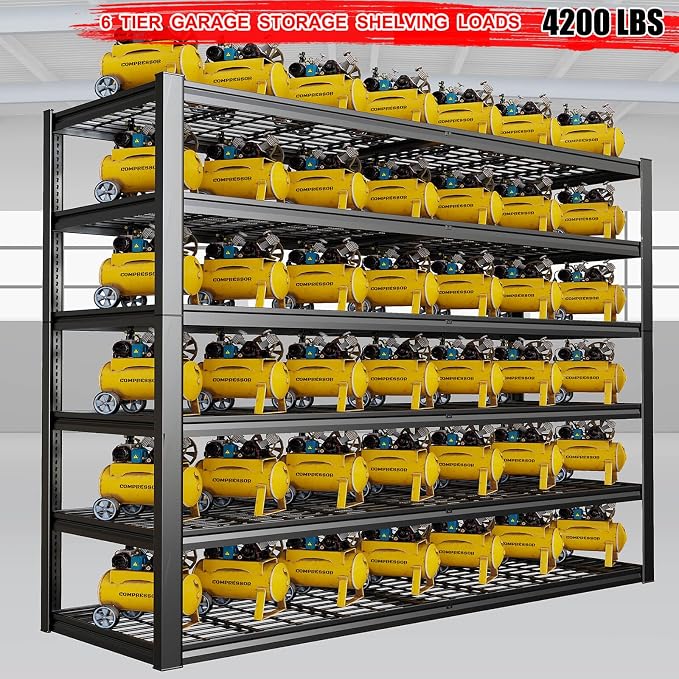 65" W Garage Shelving Heavy Duty, 6 Tier Garage Shelves, Adjustable Storage - Image 3