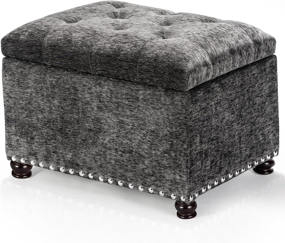 Joveco Storage Ottoman Bench, Rectangle 24" Velvet Foot Rest Stool Square