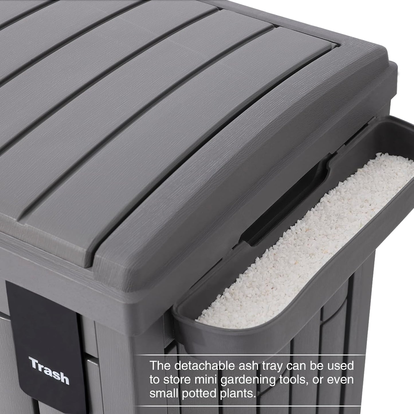 Ashfield & Harkness 62-Gallon Outdoor Trash Can with Ash Tray & Lid | Dual 31-gal compartments for trash & recycling, weather-resistant resin, anti-wind fixing accessories, sliding drip tray