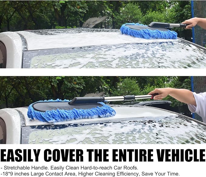 Car Wash Brush Duster Mop, Car Detailing Cleaning Kit, Wash Mitt, Microfiber - Image 7