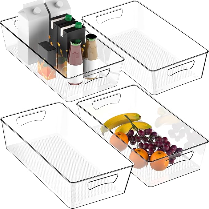 Simple Houseware 4 Pcs Kitchen Clear Bin Storage Organizer by SimpleHouseware
