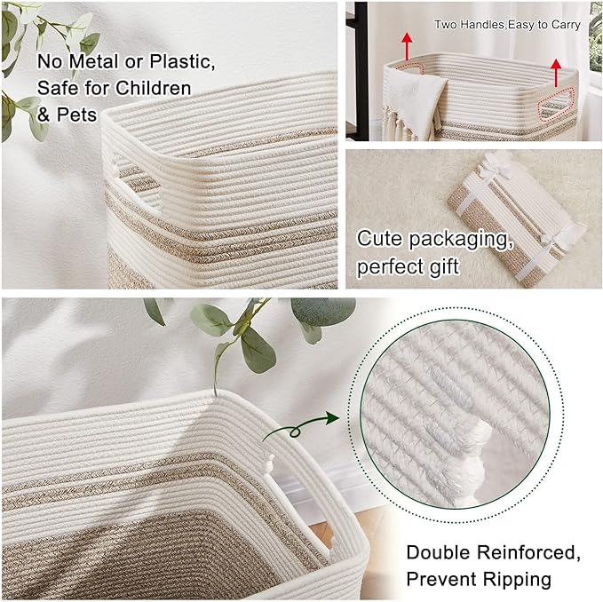 OIAHOMY 91L Laundry Hamper, XXXLarge Laundry Basket, Collapsible Cotton Rope - Image 4