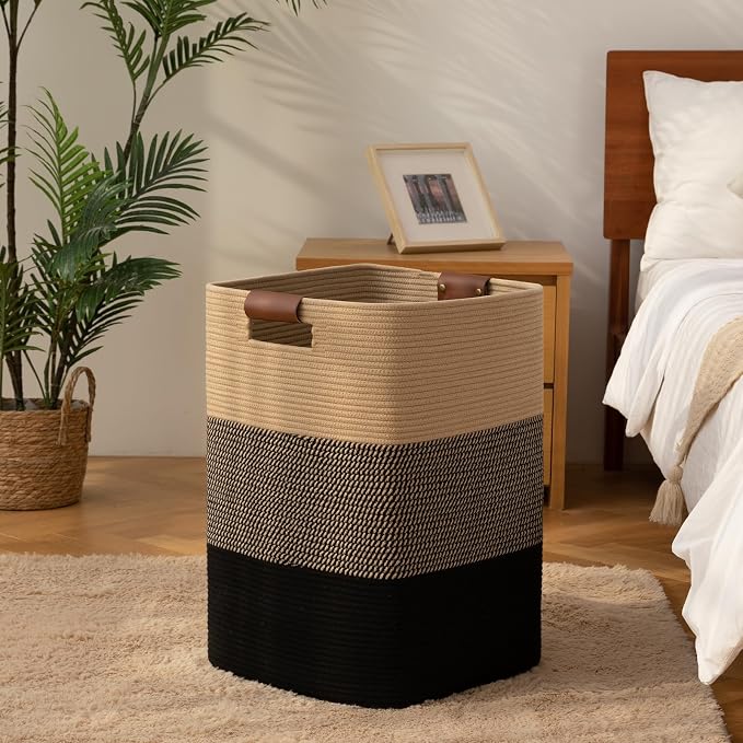 Laundry Hamper 96L Extra Large Laundry Basket, Woven Blanket Basket, Cotton - Image 7