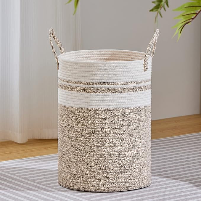 VIPOSCO Large Laundry Hamper, Tall Woven Rope Storage Basket by VIPOSCO