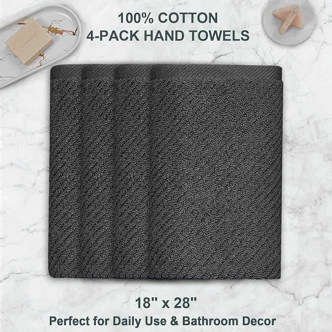 VOOVA & MOVAS Gray Hand Towels for Bathroom, Large 18" x 28" - Image 4