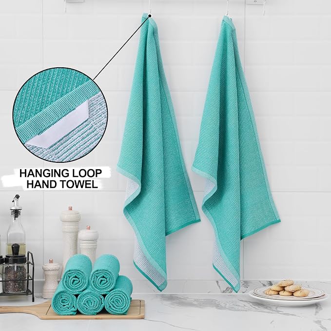 Homaxy Premium Kitchen Towels, Large Cotton Kitchen Hand Towels, Flat and Terry - Image 3