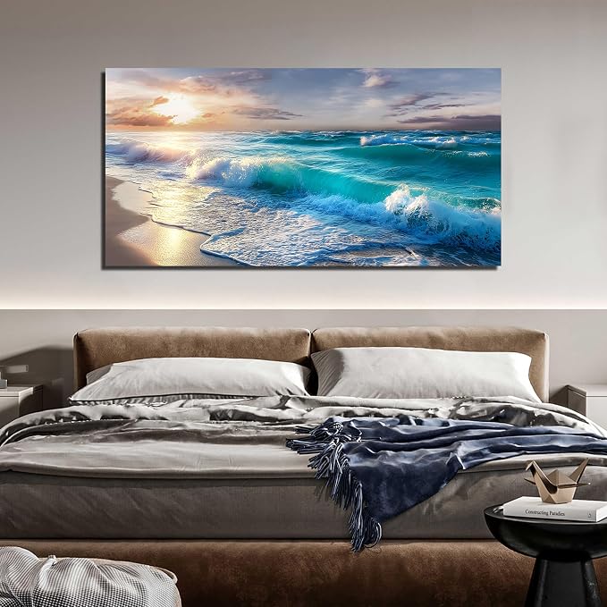 GUGIKA Ocean Wall Art for Living Room, Size 59 x 29 Inches - Image 4