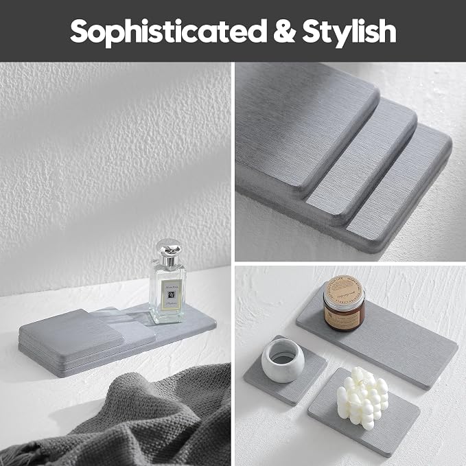 3PCS Bathroom Sink Vanity Trays, Quick Stone Drying Mat Dish Soap Dispenser - Image 6