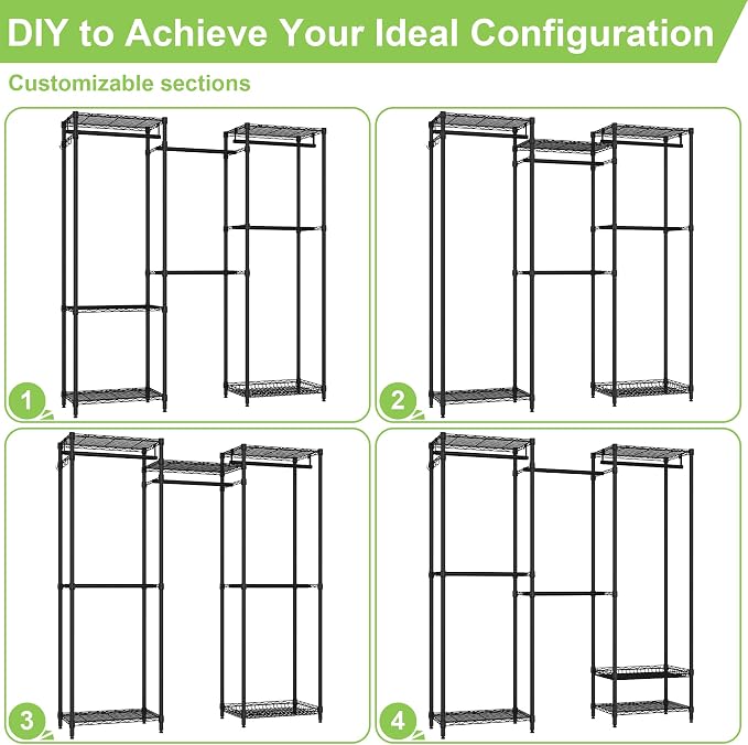 Heavy Duty Clothes Rack, Freestanding Garment Rack System Closet Organizer - Image 7
