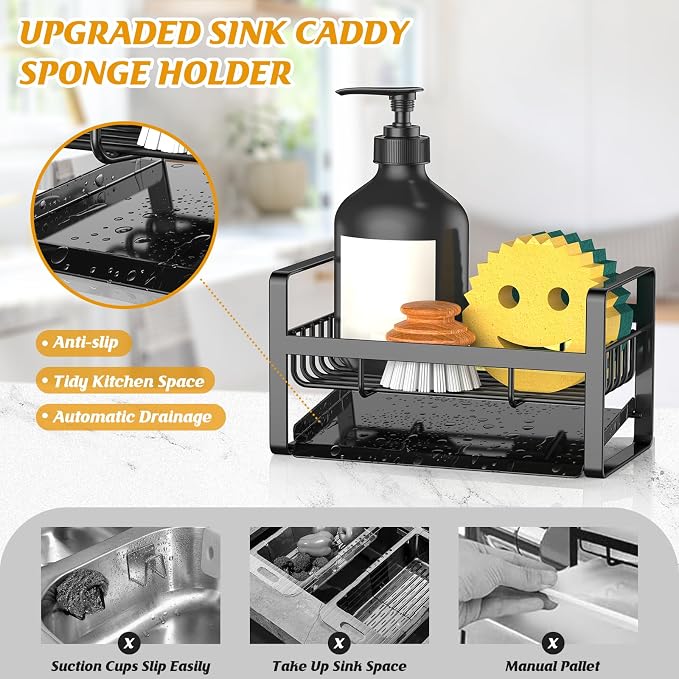 Sponge Holder for Kitchen Sink, Stainless Steel Kitchen Sink Organizer - Image 2