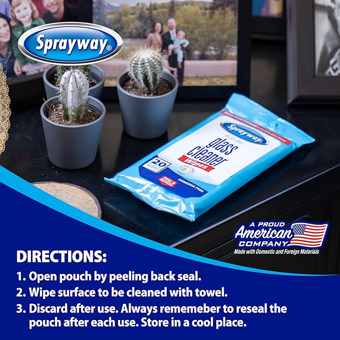 Sprayway Glass Cleaner Wipes, On-the-Go Resealable Package, Pre-Moistened - Image 7
