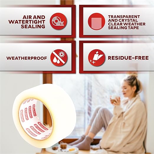 XFasten Transparent Window Weather Stripping Tape 2”x30yds, No Residue - Image 2