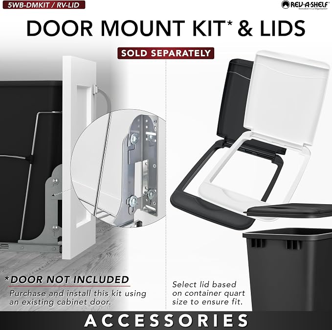 Rev-A-Shelf Pullout Trash Can for Under Kitchen Cabinets 35 Qt Garbage Waste - Image 6