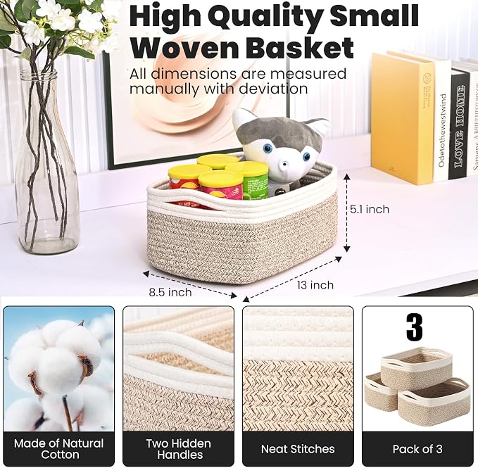 Small Baskets for Organizing, Decorative Storage Baskets for Shelves, Storage - Image 3