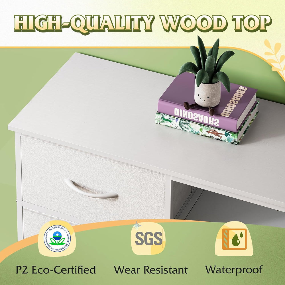 WLIVE LED Dresser TV Stand for 65 Inch TV, 8 Drawers, White