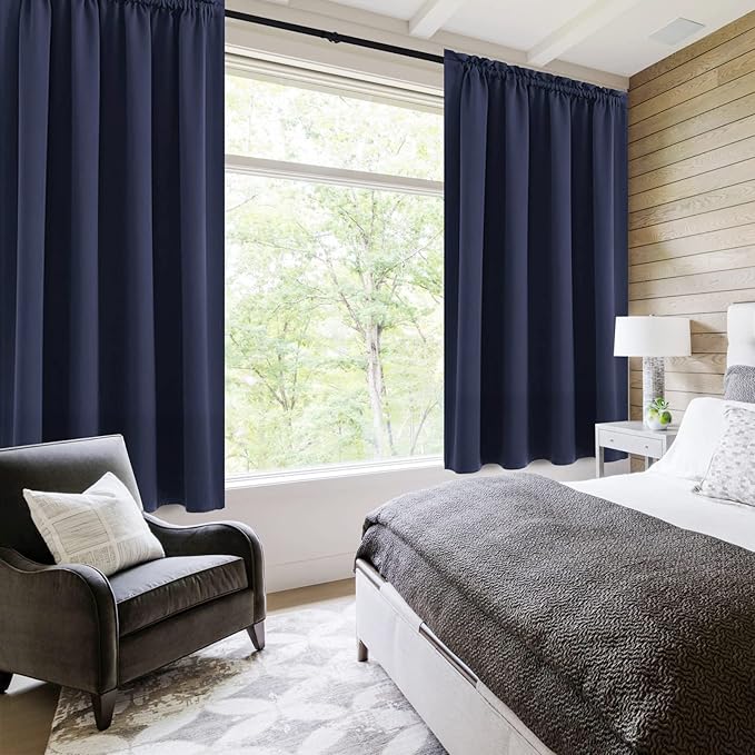DWCN Navy Room Darkening Blackout Curtains - Image 2