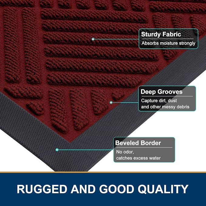 Smiry Front Door Mat Outside Entrance, Heavy Duty Outdoor Indoor Mat, Natural - Image 4