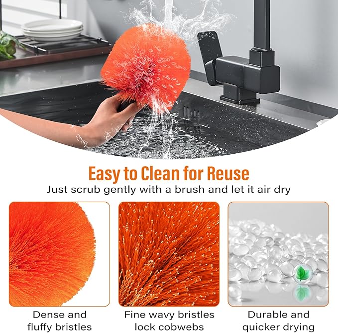 30FT Reach Cobweb Duster with Extension Pole, Spider Web Brush - Image 5