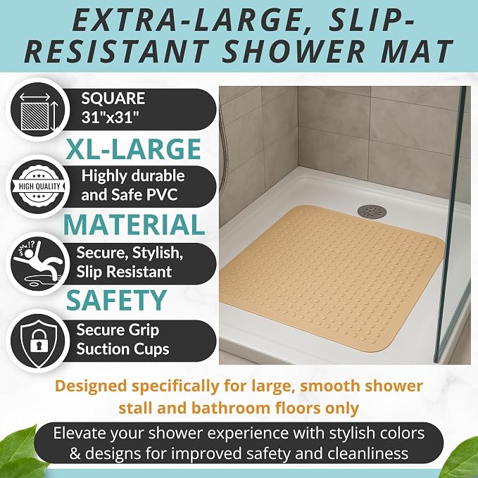 ENKOSI Extra Large Square Non Slip Shower Mat - Image 3