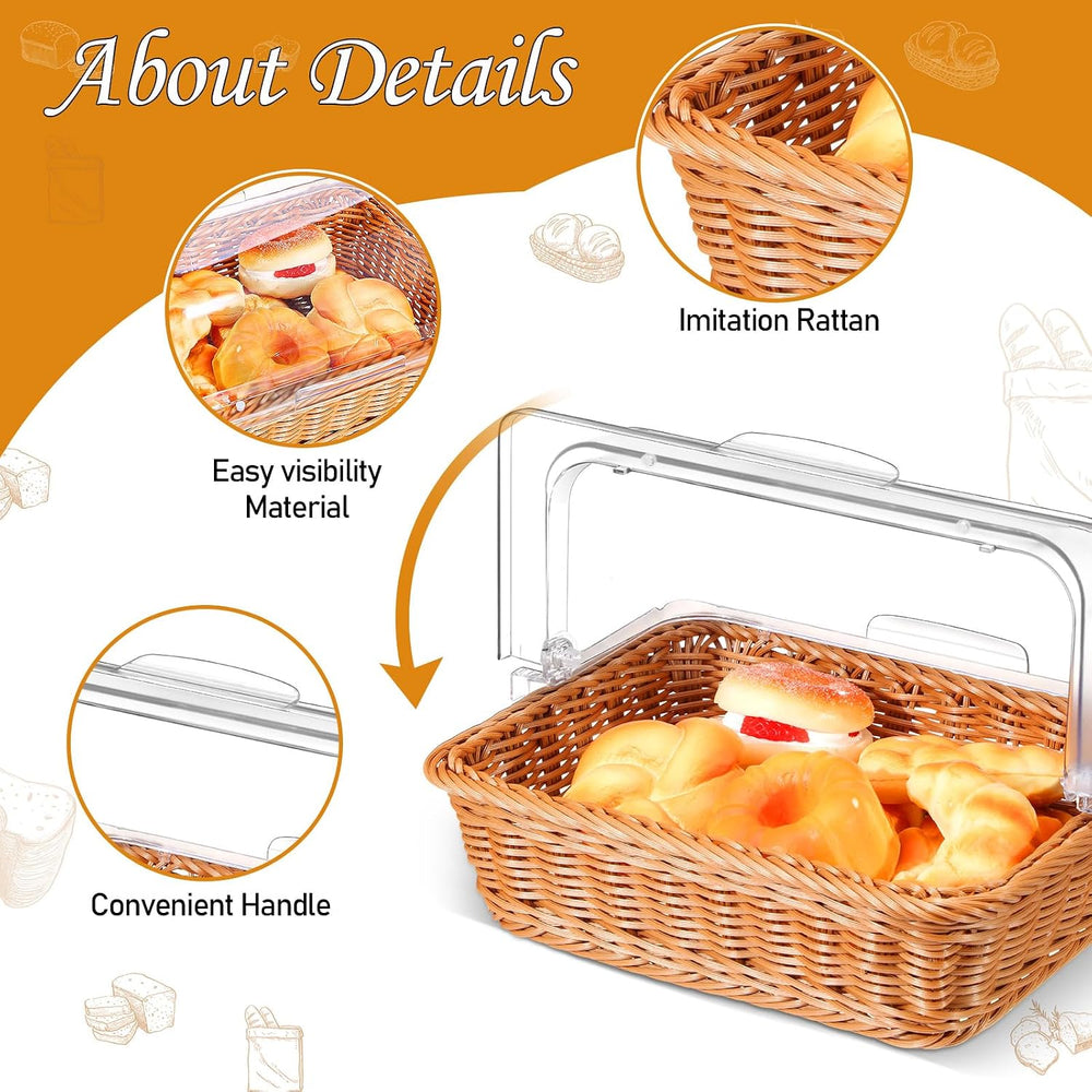 Ziliny 2 Set Wicker Bread Serving Basket, 13.78 x 10.63 Inch, 1 Compartment